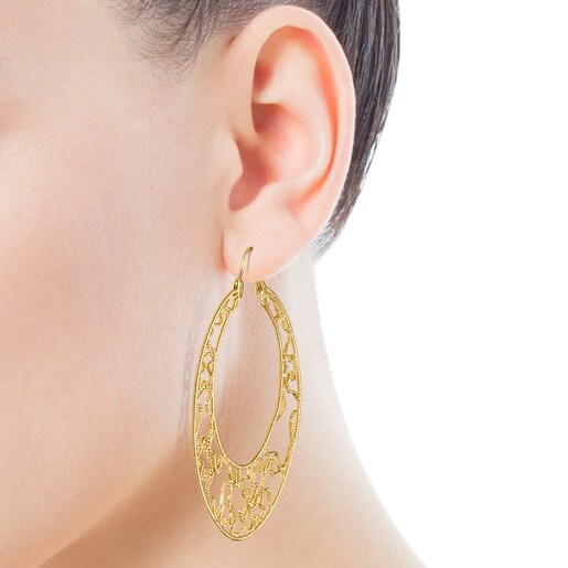 Aros Artesanías de Colombia con baño de oro 18 kt sobre plata