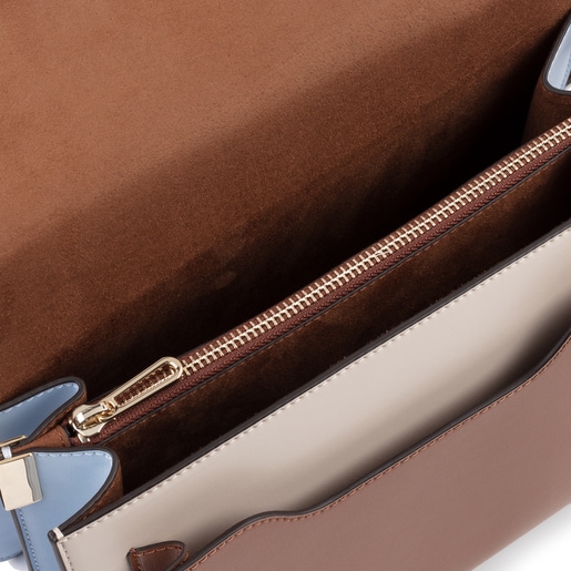 Medium beige and brown Audree crossbody bag