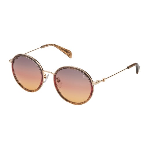 Brown Metal and Acetate Sunset Sunglasses