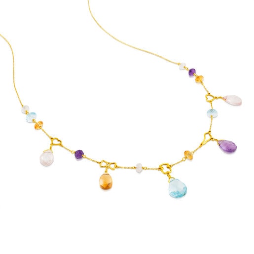 Gold Silueta Necklace with Gemstones