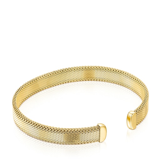 Bracciale in acciaio IP gold con lettere TOUS in rilievo. 0,8 cm. 17 centimetri. Maglia TOUS