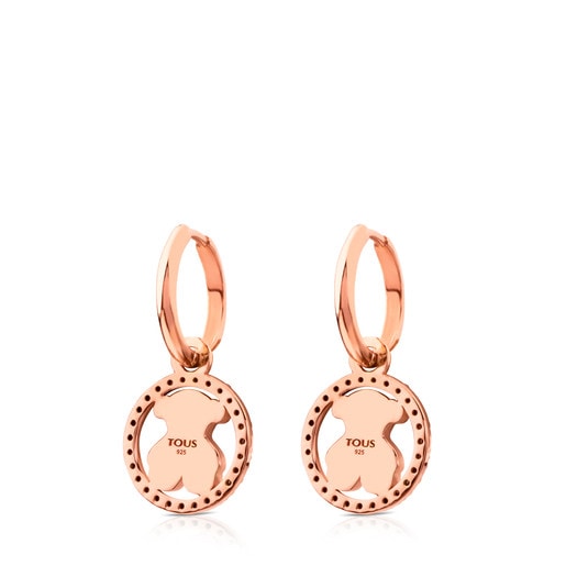 Rose Vermeil Silver TOUS Camille hoop Earrings with Spinels 1,2cm.