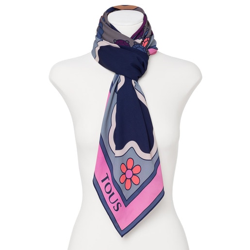 スカーフ Real Jewel ブルー-マルチカラー