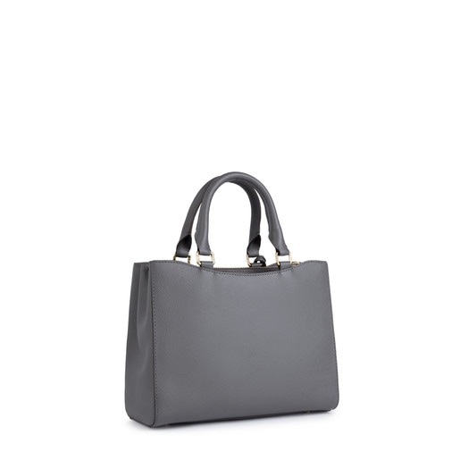 Small gray Leather Odalis City bag