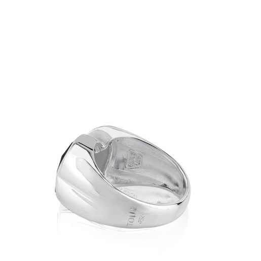 Silver TOUS Color Ring with faceted Onyx 1,3cm.