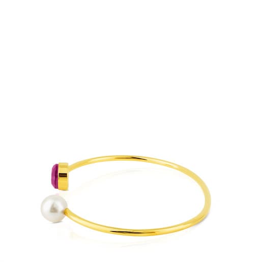 Vermeil Silver Bright Bracelet with Pearl, Ruby and Mother of Pearl