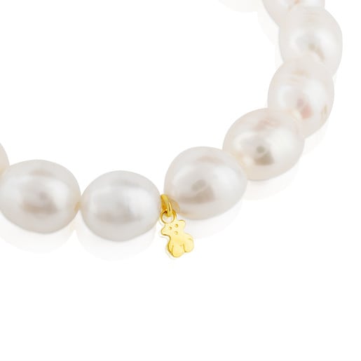 Gold TOUS Pearls Bracelet with Pearls and Bear motif