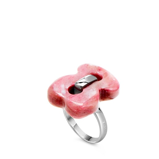Silver Cruise Ring with Rhodonite