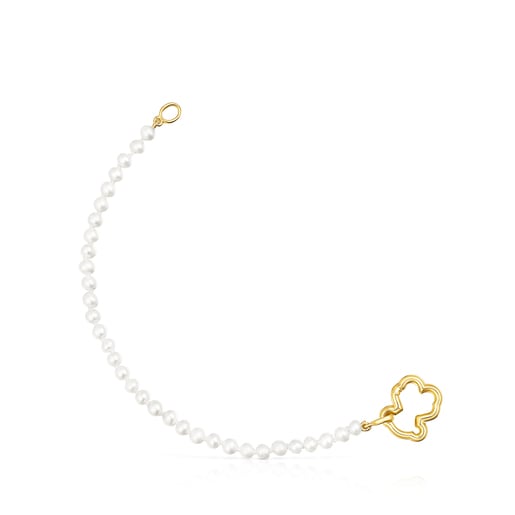 Gold Hold Bear Bracelet with Pearls