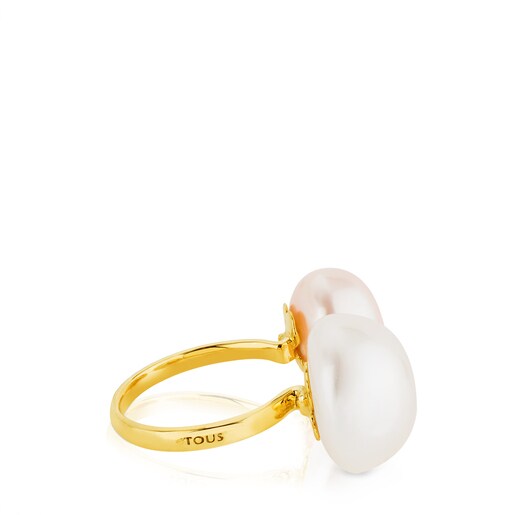 Gold TOUS Pearl Ring with Pearl