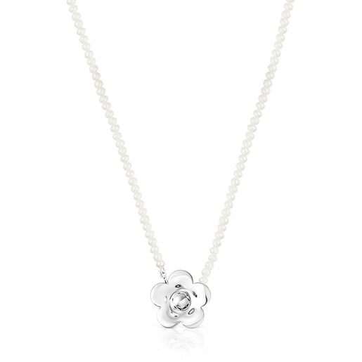 Silver Fragile Nature Necklace with Pearls | TOUS