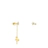 Pendientes corto/largo Teddy Bear Stars de Oro y Diamantes