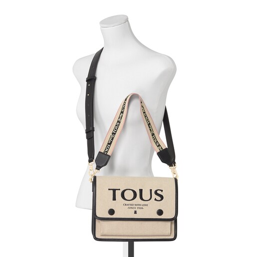 Medium beige and black Audree T Cotton crossbody bag