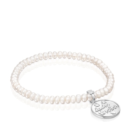 Armband TOUS Good Vibes Mama aus Silber mit Perlen