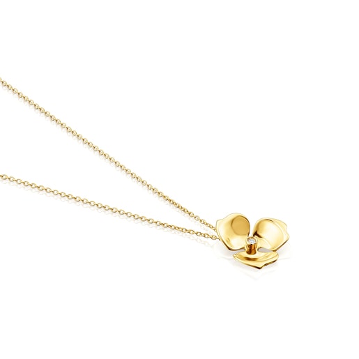 Collar Fragile Nature flor de oro y diamante