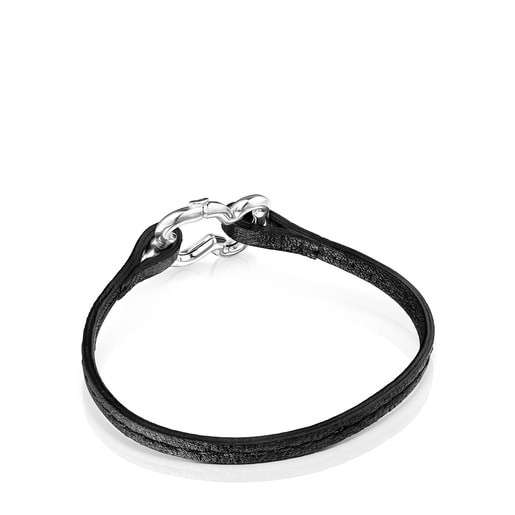 Pulsera Hold oso de Plata y Cordón negro
