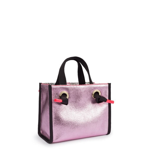 Small pink Amaya Tweed shopping bag