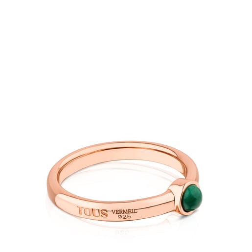 Bague Super Power en Argent Vermeil rose avec Malachite