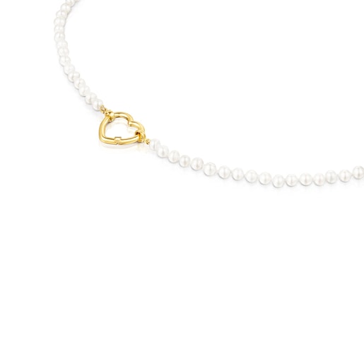 Hold Gold heart Necklace with Pearls | TOUS