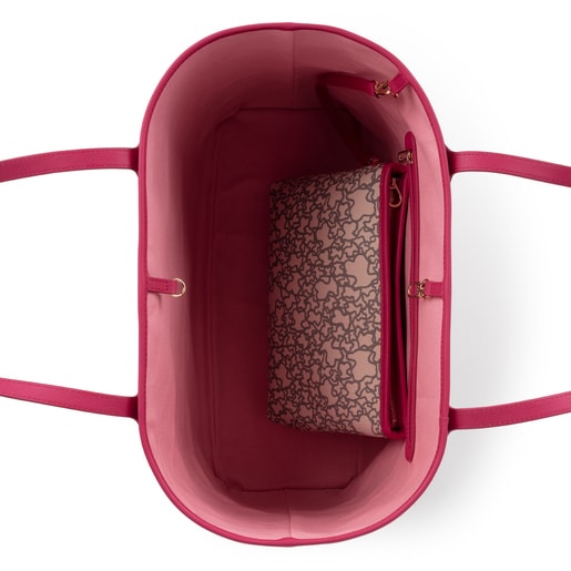 Sac cabas Kaos Mini grand beige et fuchsia avec trousse