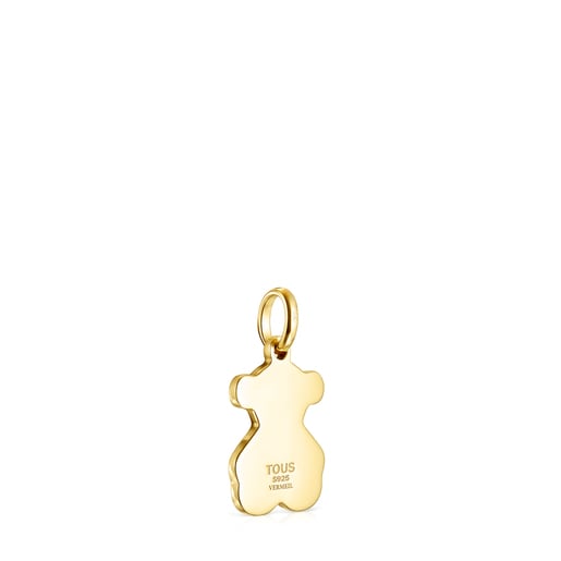 Colgante pequeño Minifiore oso con baño de oro 18 kt sobre plata y Cristal de Murano
