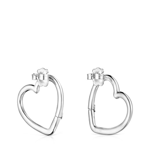 Medium Silver Hold heart Earrings