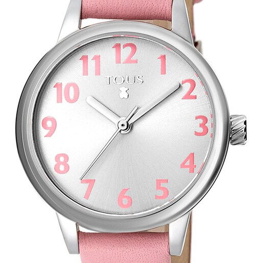 Steel Dreamy Watch with pink Leather strap
