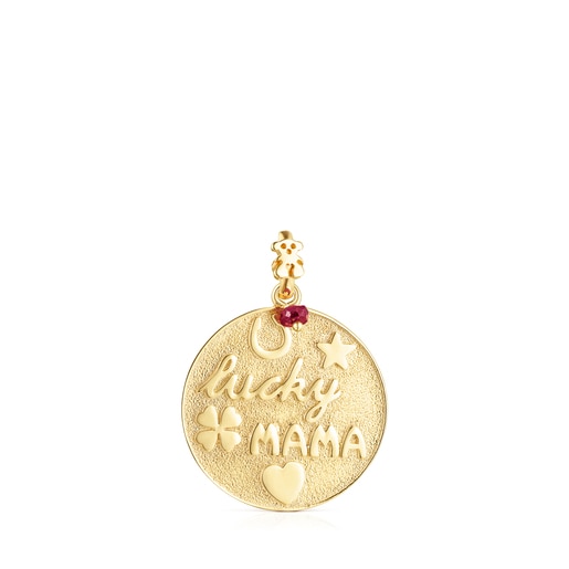 Silver Vermeil TOUS Good Vibes Mama Pendant with Ruby