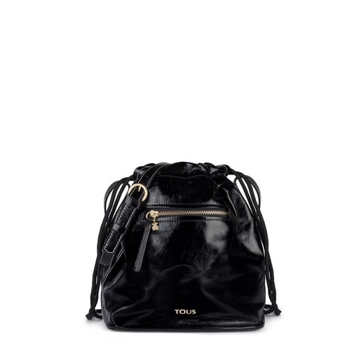 Black Leather Tulia Crack Bucket bag | TOUS