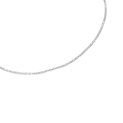 Collier ras du cou TOUS Chain en Argent mix maille forçat, 35 cm.