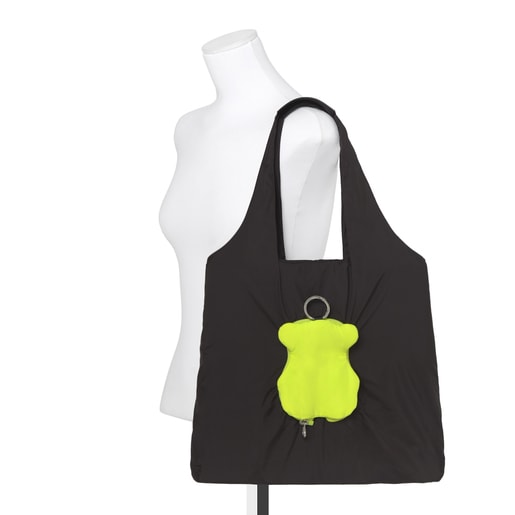Sac shopping Salsi ourson pliable noir et jaune