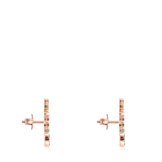 San Valentín arrow Earrings in Rose Silver Vermeil with Gemstones