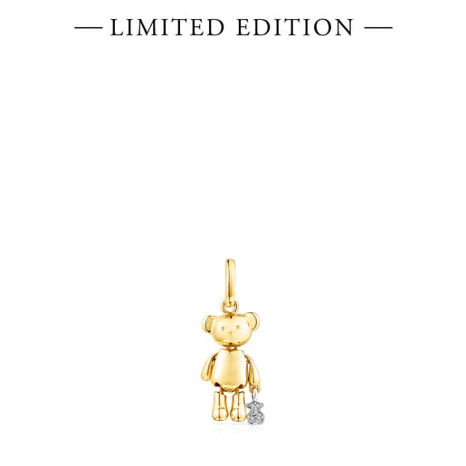 Mały złoty wisiorek Teddy Bear z diamentami − Limitowana edycja
