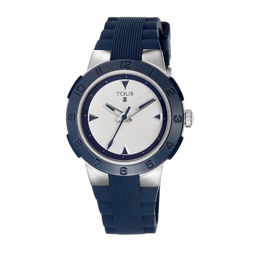 Uhr Xtous Colors aus Stahl mit marineblauem Silikonarmband