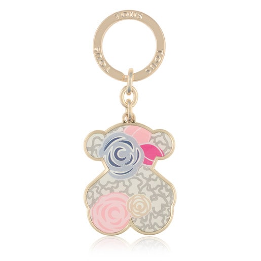 Beige and navy blue Oso Kaos Mini Roses Key ring