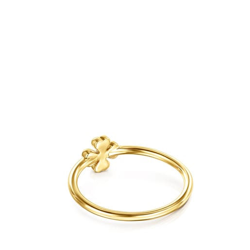 Gold TOUS Good Vibes Ring with Diamonds clover motif