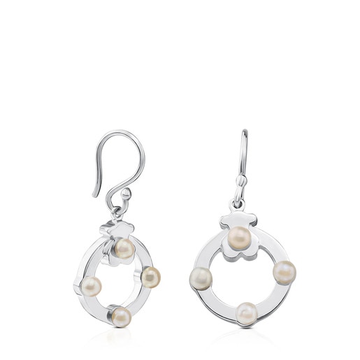 Silver TOUS Super Power Earrings with Pearls