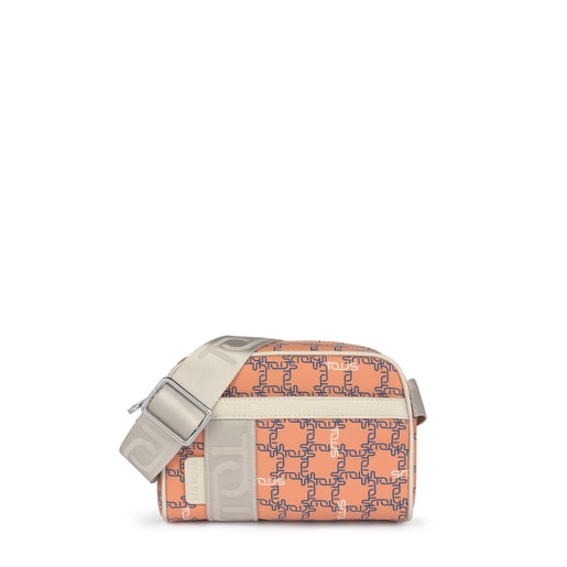 Sac à bandoulière Tous Logogram petit orange et beige