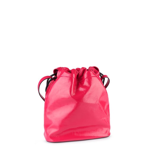 Τσάντα Bucket Tulia Crack από Δέρμα σε φούξια χρώμα