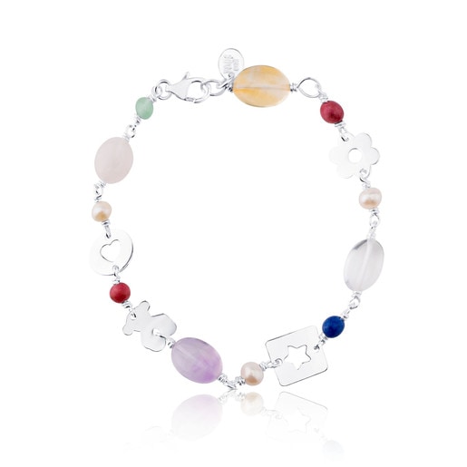 Silver Confeti Bracelet with Gemstones and Pearl