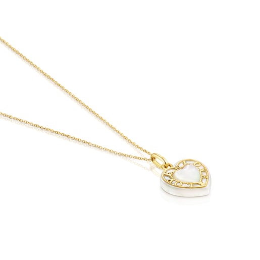 ネックレス  San Valentin  ハート  45cm　18金イエローゴールド　白蝶貝