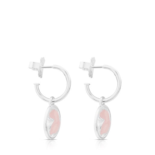 Silver Camille Earrings with Rose Quartz