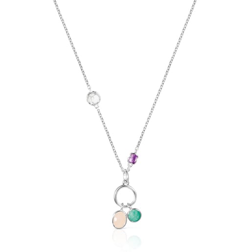 Collana in argento e gemme dai colori freddi