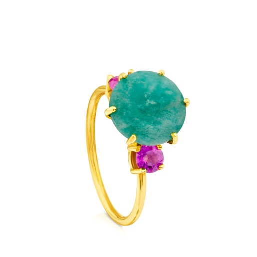 Ivette Ring in Gold with Amazonite and Ruby | TOUS