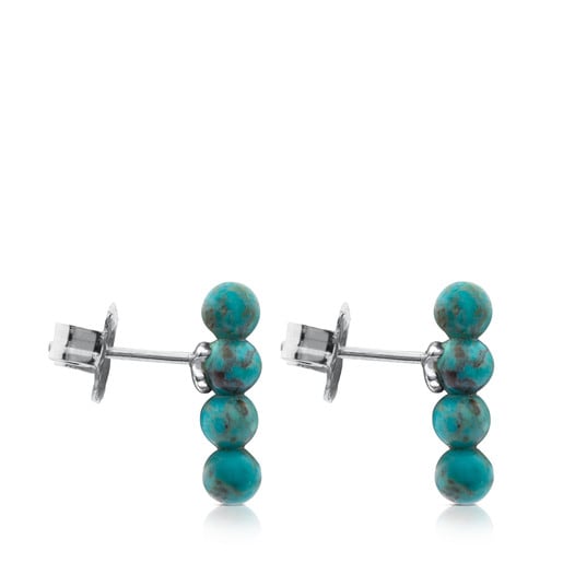 Silver Straight Earrings with Turquoise