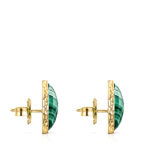 Large Colombian Vermeil Silver and Malachite Earrings