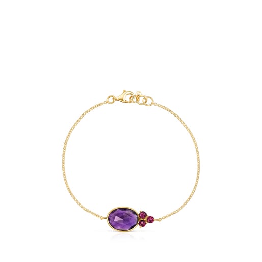 Gold Luz Bracelet with Amethyst and Rhodolite