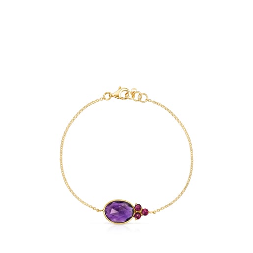 Armband Luz aus Gold mit Amethyst und Rhodolith