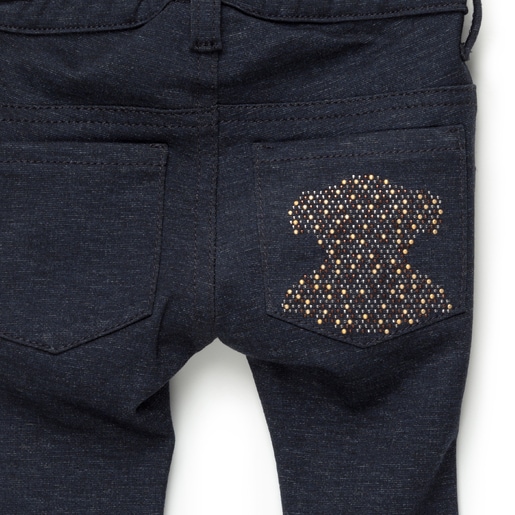 Pant girl’s knitted skinny trousers in Navy Blue