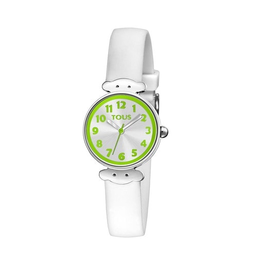 Steel Wink Watch with white Silicone strap